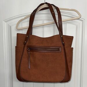 Brown faux suede Tote Bag
